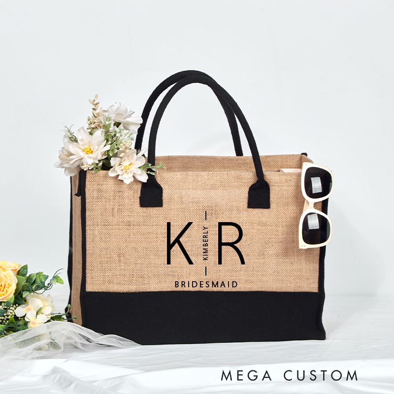 Personalized Bridesmaid Initials Tote Bag Bride Name Tote Bag Bachelorette Party Gift