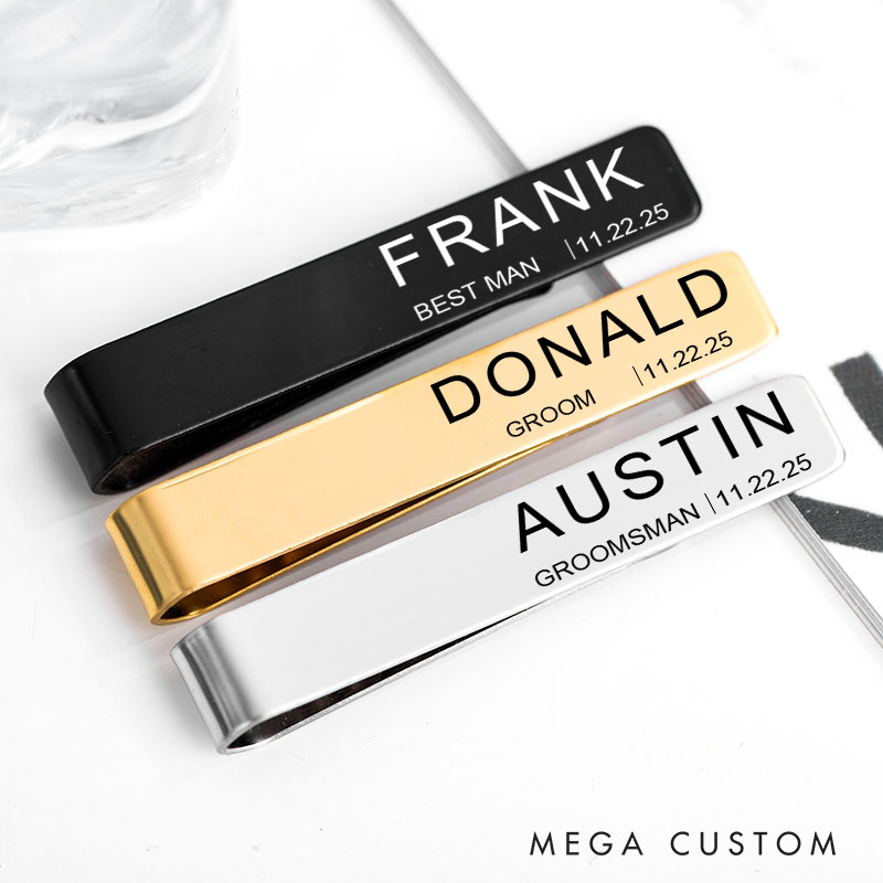 Personalized Wedding Tie Clip Best Man Tie Clip Silver Tie Bar for Bachelor Party Groomsmen Proposal Gift Accessories