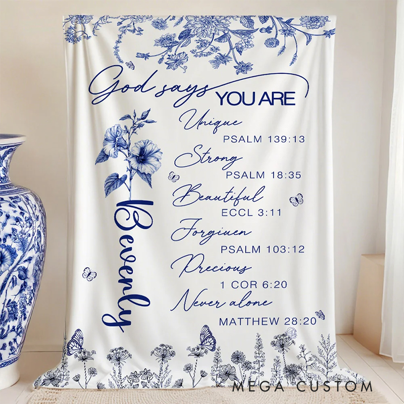 Personalized Birth Flower God Says You are Throw Blanket Home Decor Gift for Women Birthday Gift Baptism & Christening Gift Christian Gift