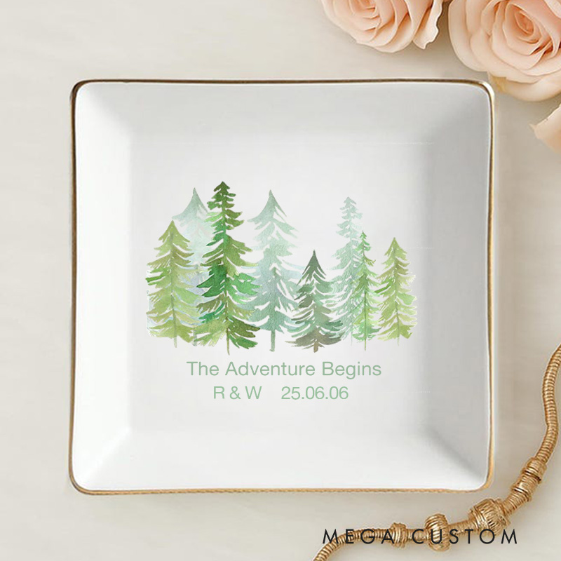Personalized Mountain Ridge Ring Dishes Forest Jewelry Dish Couple Valentine's Day Anniversary Gift