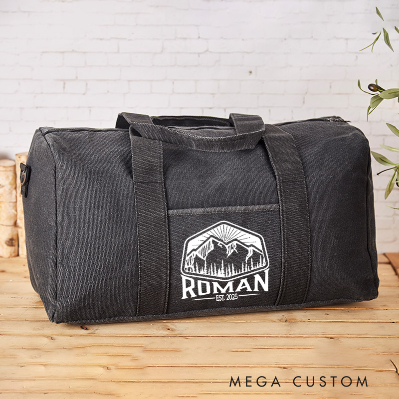 Personalized Camping Hiking Travel Duffel Bag Timeless Mountain Adventurefor Outdoor Enthusiasts Bag Gift for Him