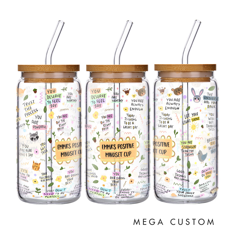 Personalized Positive Mindset Cup Inspiring and Uplifting Design Glass for Daily Motivation Glasse Cup