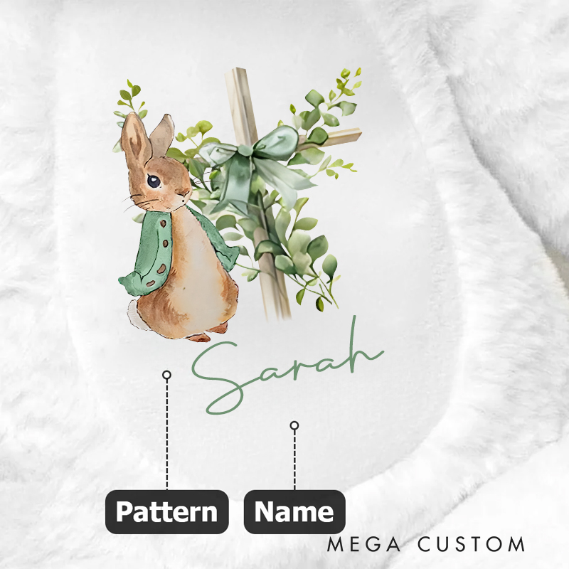 Personalized Cross Easter Bunny Plush Stuffed Toy with Name Easter Birthday Gift for Kids