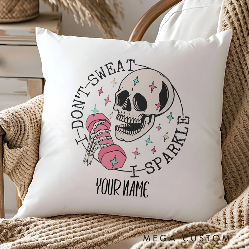 Personalized Dumbbell Pillow with Skull Fitness Design for Fitness Enthusiasts Bodybuilders and Gym Lovers