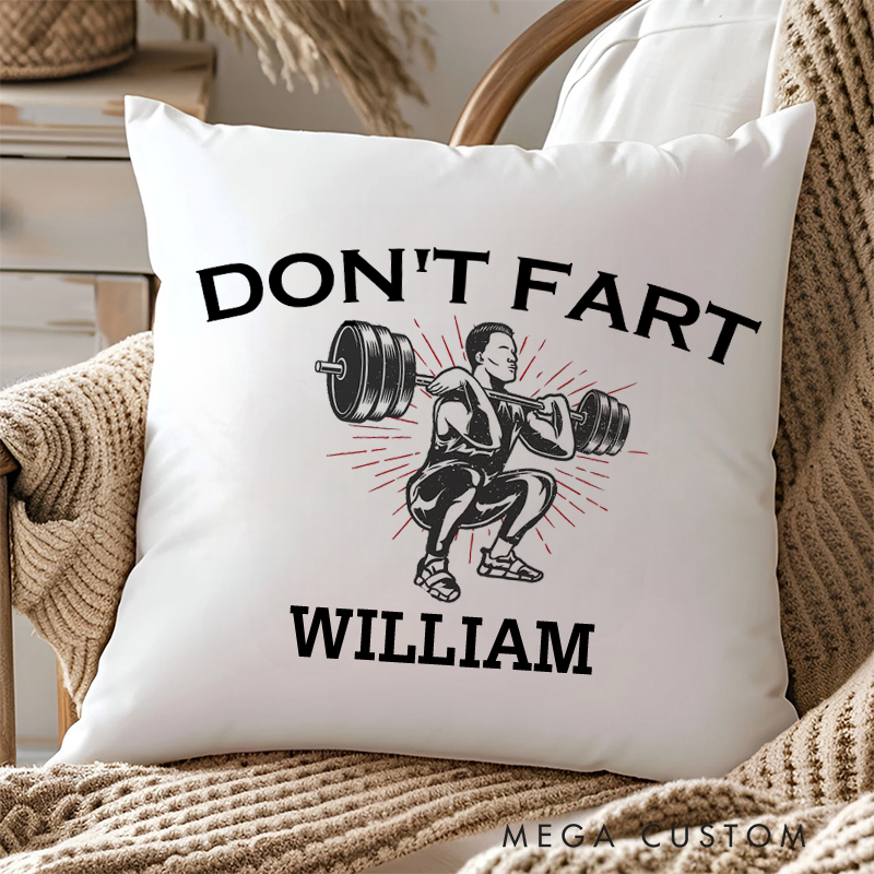 Personalized Don’t Fart Squat Pillow with Funny Custom Gym Design for Fitness Enthusiasts Bodybuilders and Gym Lovers