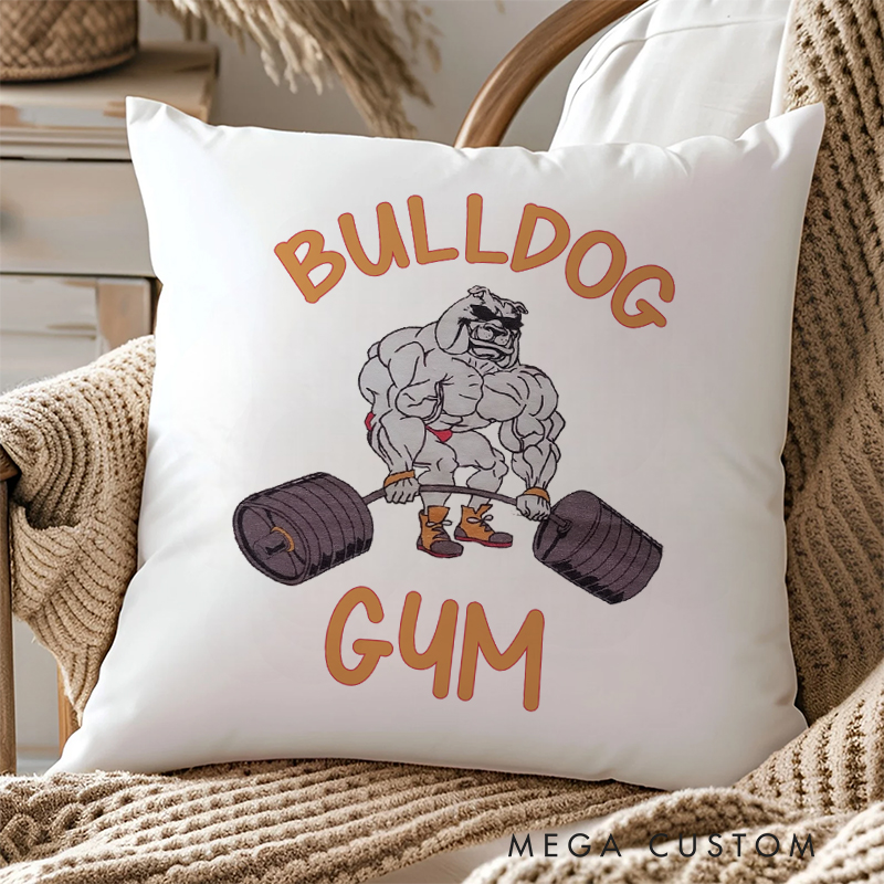Personalized Fierce and Fun Weightlifting Pillow with Unique Muscle Dog Fitness Decor for Fitness Enthusiasts Bodybuilders and Gym Lovers
