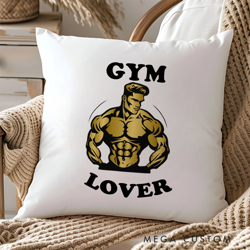 Personalized Gym Lover Pillow with Bold Muscle Fitness Design for Fitness Enthusiasts Bodybuilders and Gym Lovers