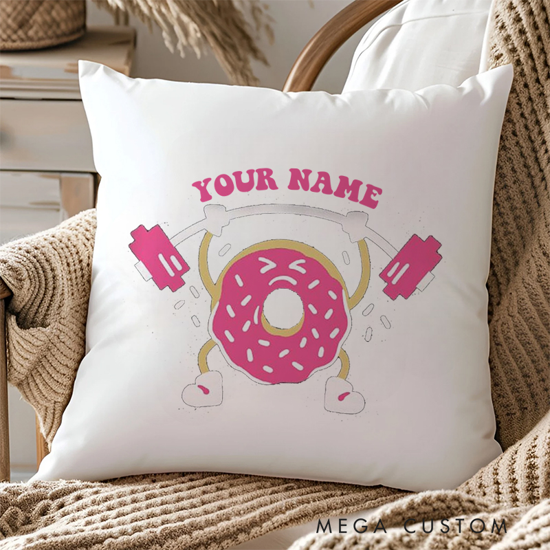 Personalized Donut Weightlifting Pillow with Fun and Personalized Gym Decor for Fitness Enthusiasts Bodybuilders and Gym Lovers