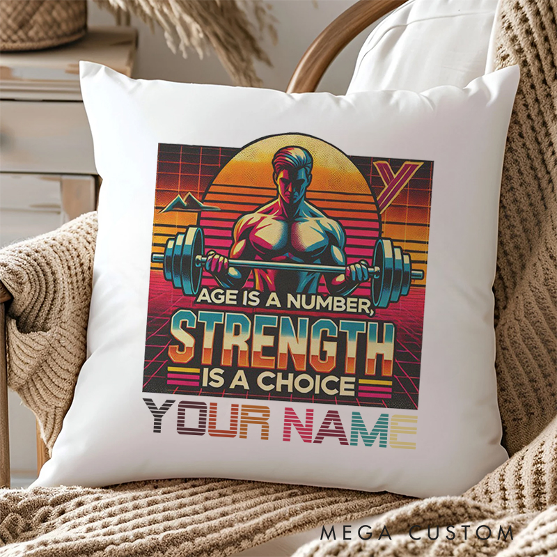 Personalized Strength Pillow with Bold and Vibrant Gym Decor for Fitness Enthusiasts Bodybuilders and Gym Lovers