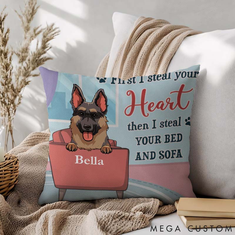 Personalized Dog Lover Steal Your Heart Throw Pillows