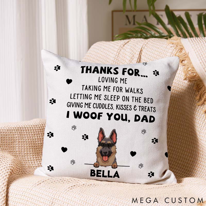 Personalized Dog Lover Dog Thanks for Dog Dad Throw Pillows