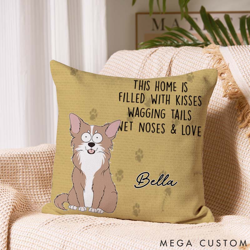 Personalized Dog Lover Filled with Kisses Throw Pillows