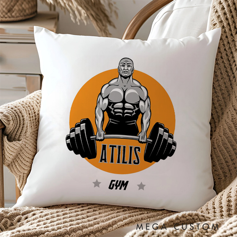 Personalized Classic Throw Pillow with Bold Weightlifting Design for Fitness Enthusiasts Bodybuilders and Gym Lovers