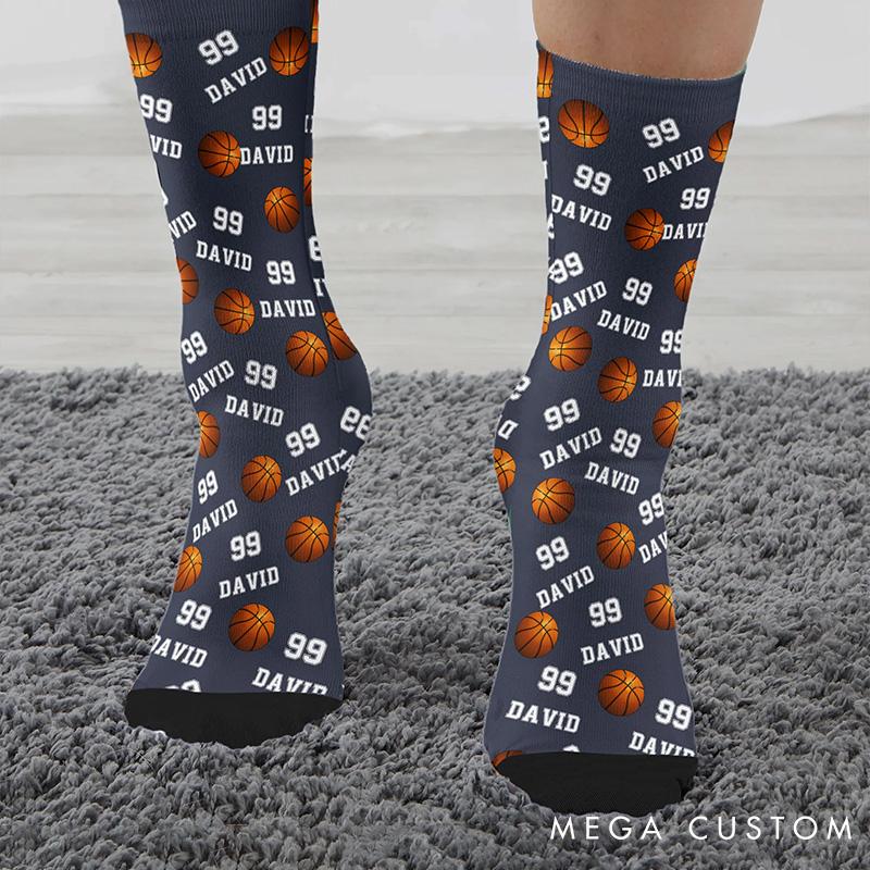 Personalized Basketball Socks Fun Design with Custom Name and Number