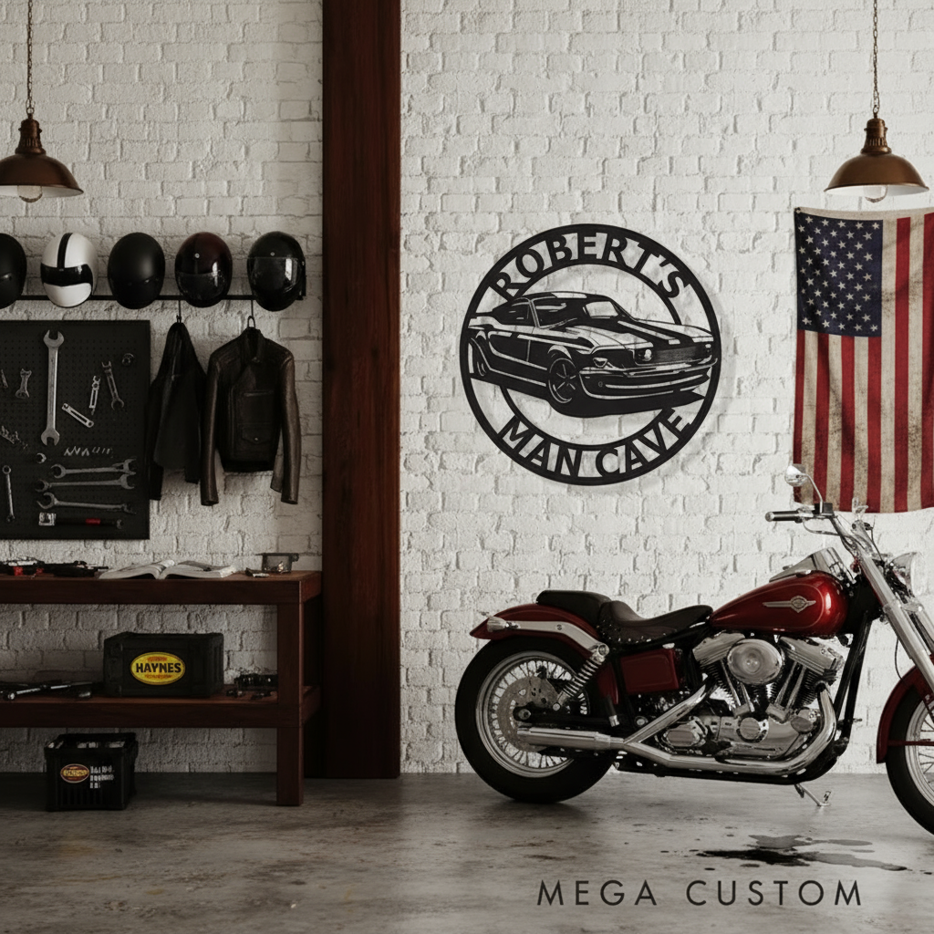 Custom Metal Garage Sign Personalized Car Garage Wall Decor with Name Man Cave Workshop Wall Art Gift for Racer and Racing Lovers