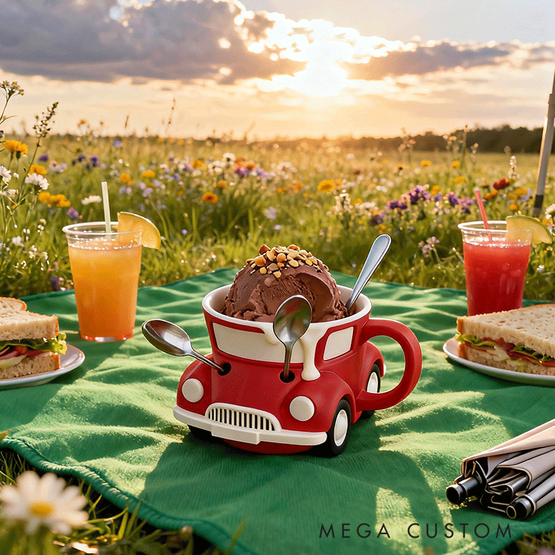 Personalized Car Shaped Ice Cream Pint Holder Funny and Useful Dessert Gift