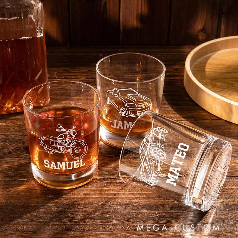 Personalised Your Own Car Motorbike 10.5oz Engraved Old Fashioned Whiskey Rocks Glass with Name Birthday Gift for Men Car Lovers