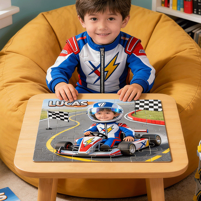 Personalized Racing Theme Custom Name Print Motivational Quote Jigsaw Puzzle