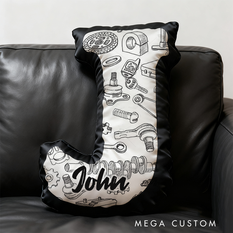 Personalized Automotive Parts Pillow Custom Initial Design Cushion 3D Print Gift for Car Enthusiasts