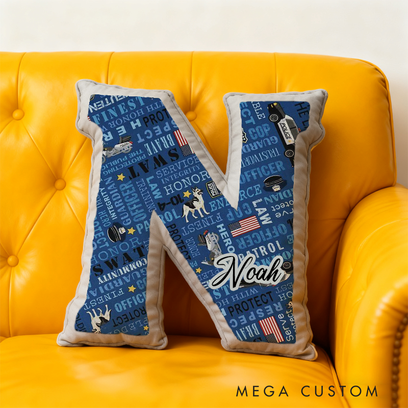 Personalized Police and K9 Initial Pillow with Custom Name Design Gift for Law Enforcement Supporters