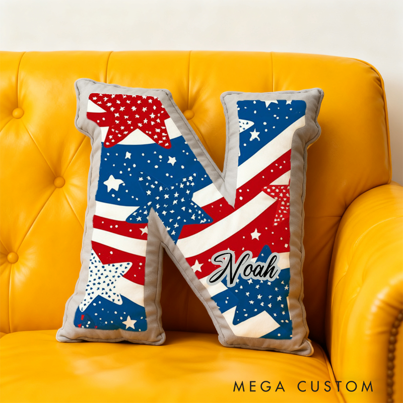 Personalized Patriotic Police Initial Pillow with Custom Name Gift for Law Enforcement Supporters