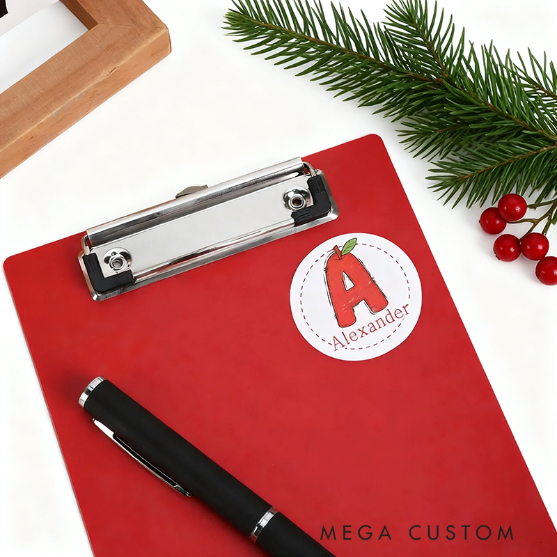 Personalized Cute Cartoon Bow Snowman Stickers Teacher Labels with Name and Initial Gift Decor Christmas Party Favors for Teachers