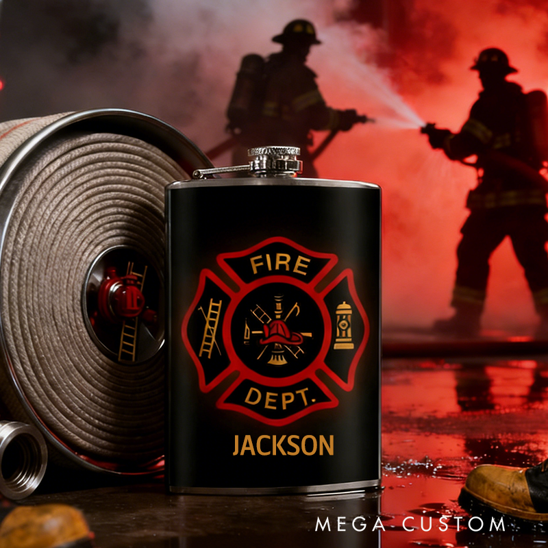 Personalized Stainless Steel Flask the Fire Department Fires Flask Gift fot Firefighters