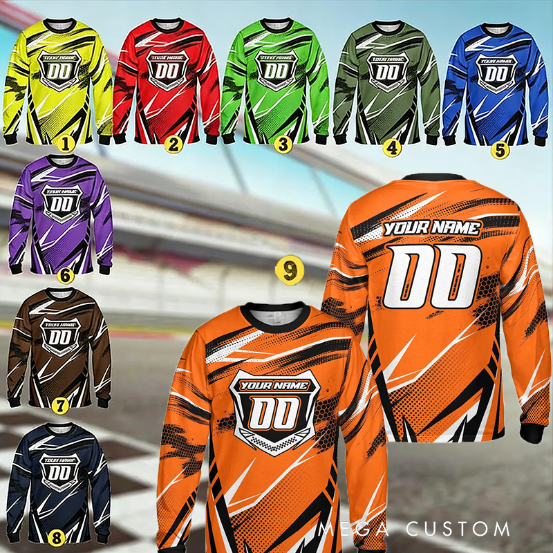 Personalized Name Number Motocross Jersey Dirt Bike Long Sleeve Shirt Gift for Motocross Riders