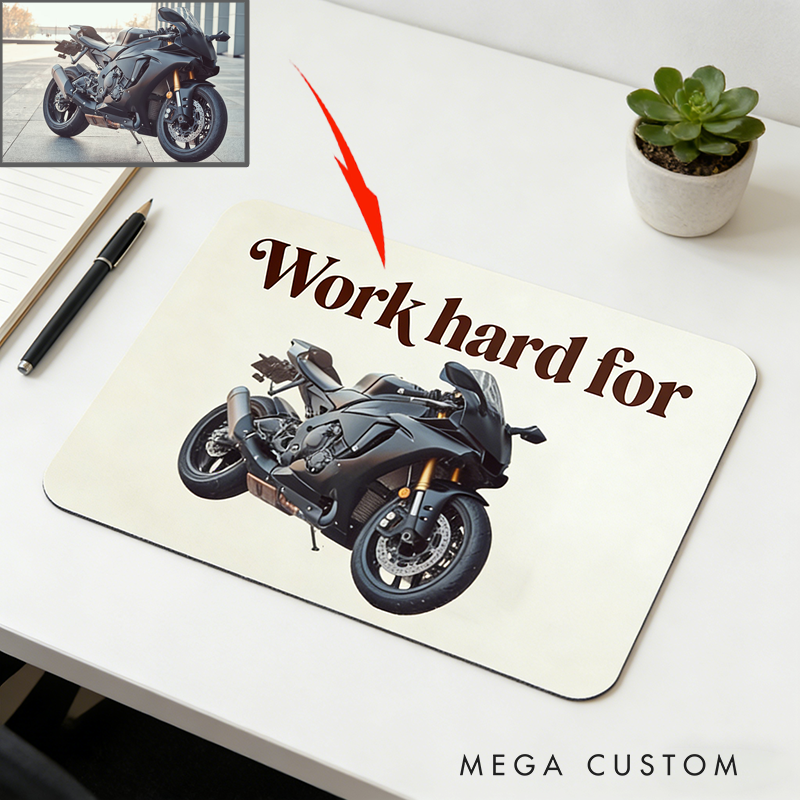 Personalized Motorcycle Mouse Pad with Custom Photo for Bikers and Motorcycle Fans