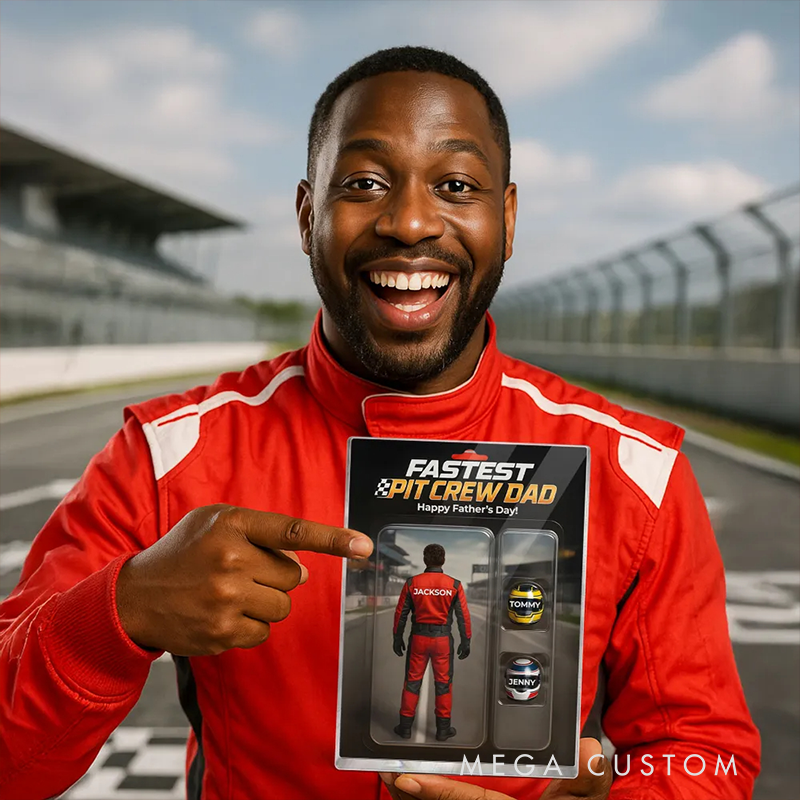 Personalized Fastest Pit Crew Dad With Kids' Names Acrylic Block Plaque Gifts