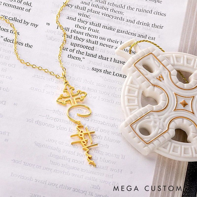 Personalized Dainty Cross Name Necklace Birthday Gift Christian Gift Baptism Gift for Women