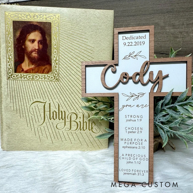 Personalized Wood Cross with Name First communion Confirmation Gifts for Christian Baptism Gift for Home Decor