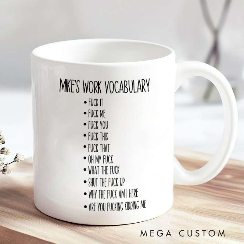 Personalized Workplace Vocabulary Organizer Mug Office Worker Enthusiasts Cup Gift for Geek Nerd
