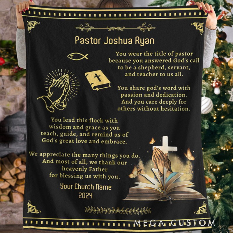 Personalized Pastor we Appreciate you Soft Throw Blanket with Name and Year Home Decor Personalized Gift for Pastors on Pastor Appreciation Month