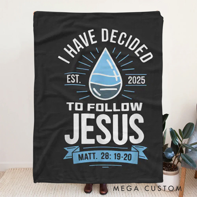 Personalized i Have Decided to Follow Jesus Soft Throw Blanket with Year Home Decor Baptism Gift Christian Gift