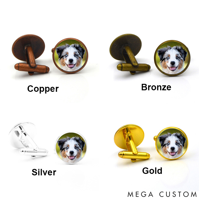 Personalized Pet Lover Accessories Featuring Your Pet's Picture Perfect Gift for Pet Lovers Cufflinks