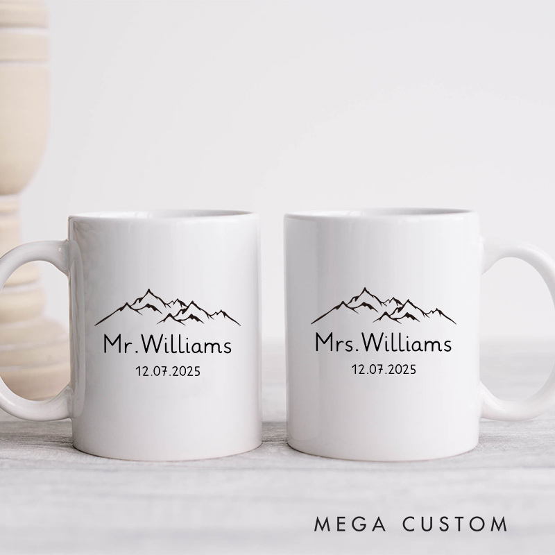 Personalized Couple Mug Newlywed Coffee Mug Mr and Mrs Gift Ceramic Cup For Her Him Anniversary Mug For Couple