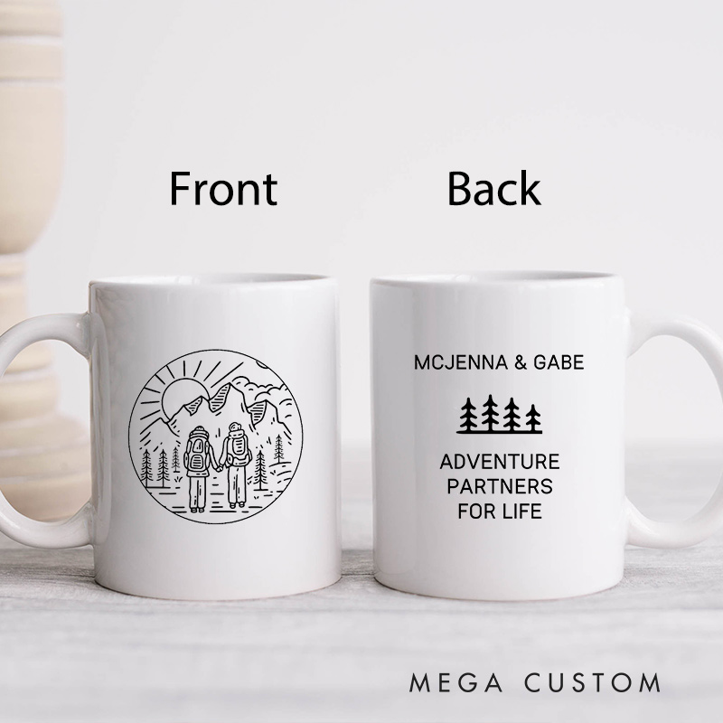 Personalized Couple Life Partner Mug Anniversary Coffee Cup for Her Him Ceramic Mug for Couple Newlyweds Anniversary Gift