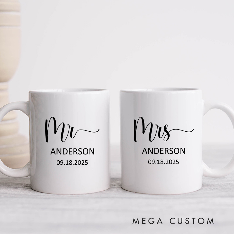 Personalized Elegant Mugsmr & Mrs Wedding Mug Ceramic Coffee Cup For Her Him Anniversary Couple Mug For Newlyweds