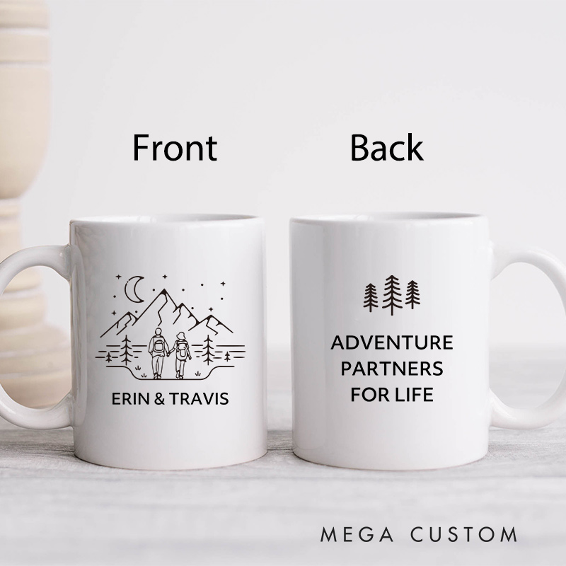 Personalized Adventure Partners for Life Mug Couple Mug for Her Him Newlywed Present Ceramic Mug Anniversary Gift