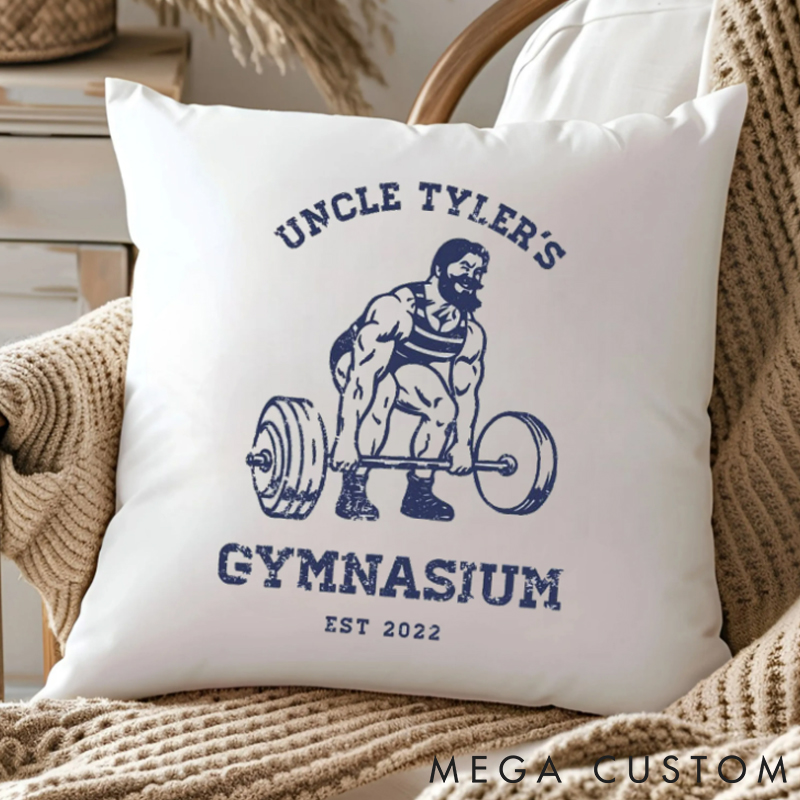 Personalized Workout Buddies Pillow with Uncle Fitness Dumbbells for Fitness Enthusiasts Bodybuilders and Gym Lovers