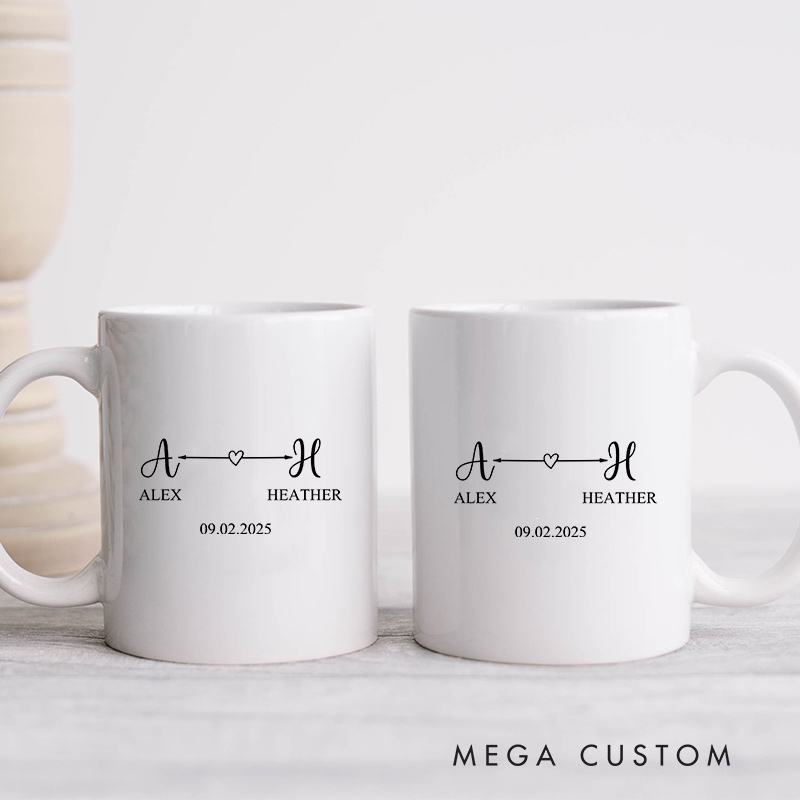 Personalized Minimalist Couple Initials Mug Couple Coffee Mug Husband Wife Coffee Cup Newlywed Anniversary Cup