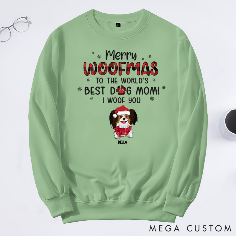 Personalized Dog Lover We Woof You A Merry Woofmas Mom Version Sweatshirts