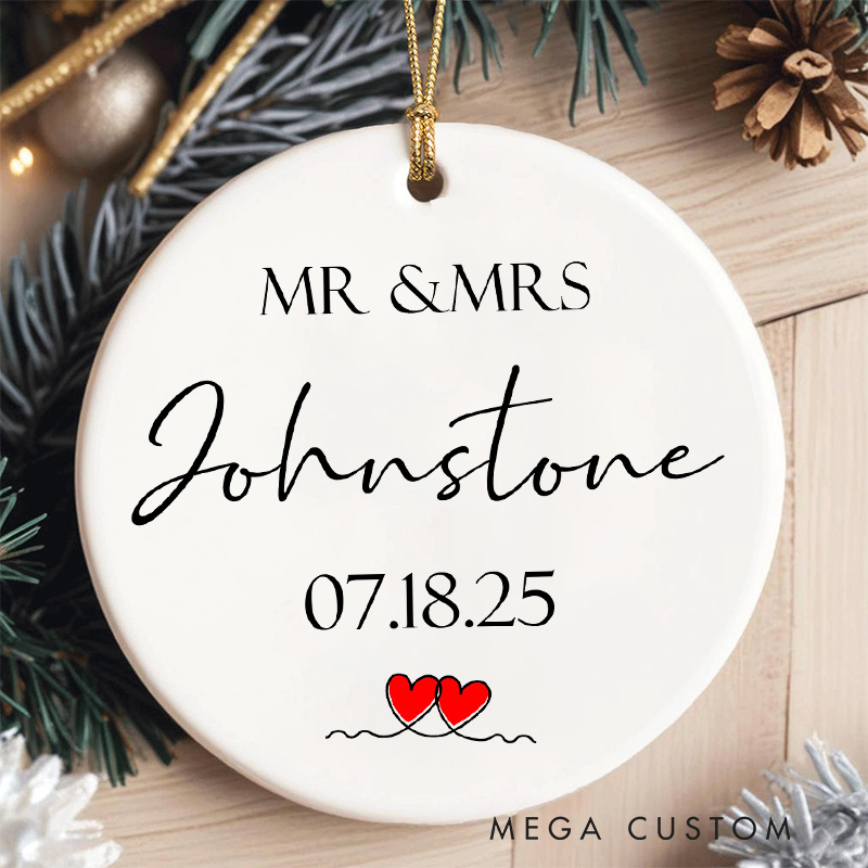 Personalized Mr and Mrs Wedding Ornament Couple Anniversary Ornament With Name Anniversary Christmas Ornament