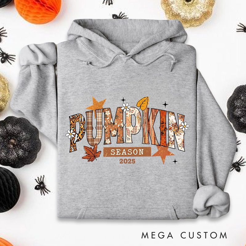 Personalized Pumpkin Season with Leaves and Rustic Autumn Halloween Charm Hoodies