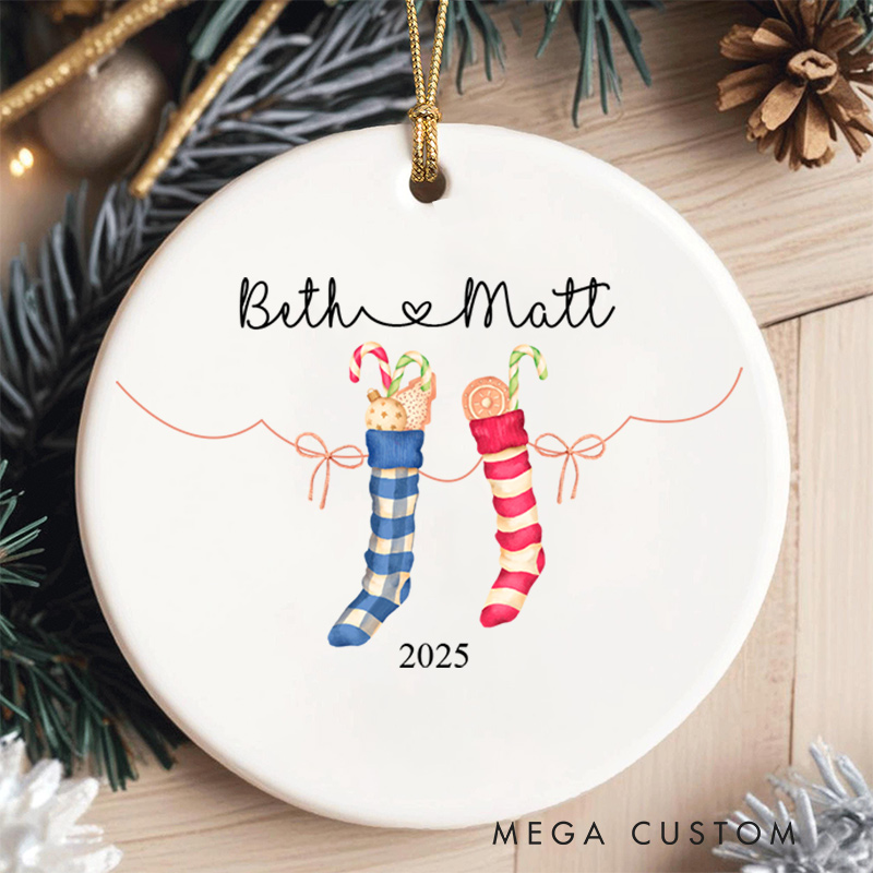 Personalized Christmas Stockings Ornament Xmas Stockings Ornament for Couple with Name Couple Home Decor Ornament