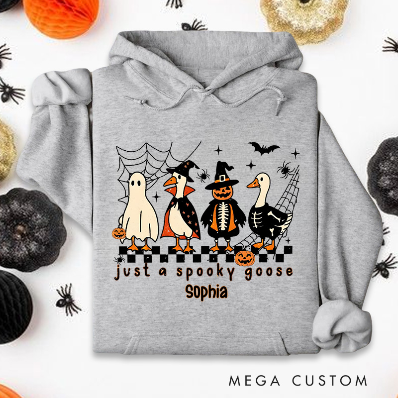 Personalized Spooky Goose with Halloween Friends Fun and Whimsical Ghostly Hoodies