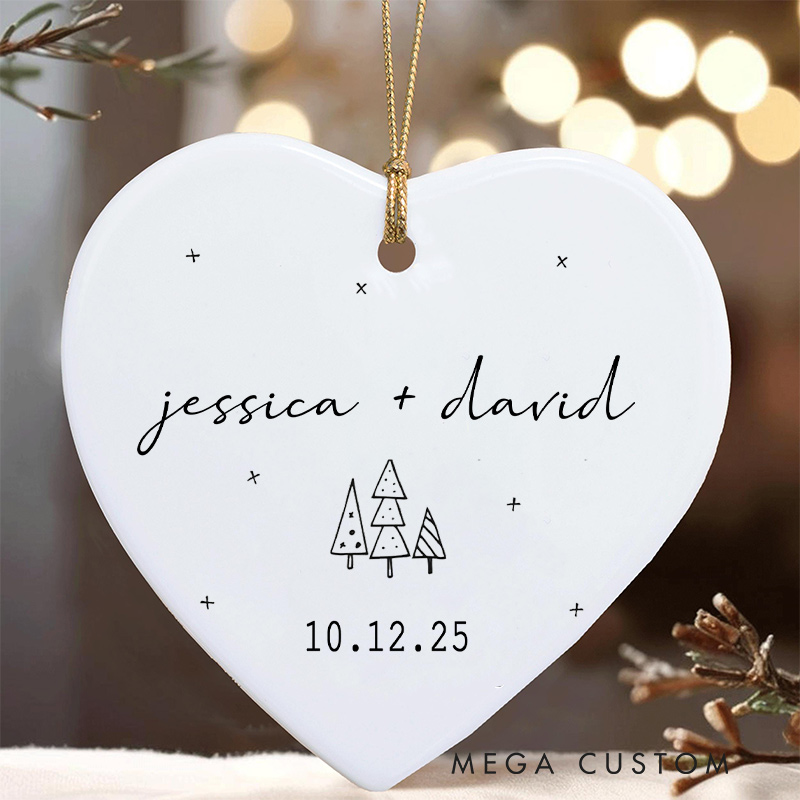Personalized Minimalist Christmas Ornament Couple Merry Christmas Ornament for Him Her Husband Wife Xmas Decor Ornament
