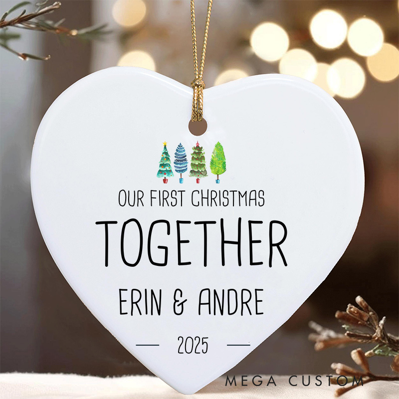 Personalized Our First Christmas Together Ornament with Festive Trees Couple Christmas Ornament for Him Her Husband Wife Xmas Decor Ornament