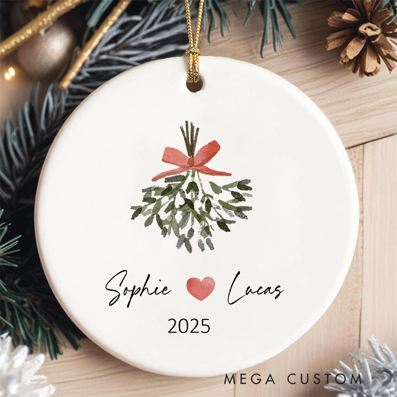Personalized Mistletoe Christmas Ornament Couple Christmas Ornament for Him Her Husband Wife Xmas Decor Ornament